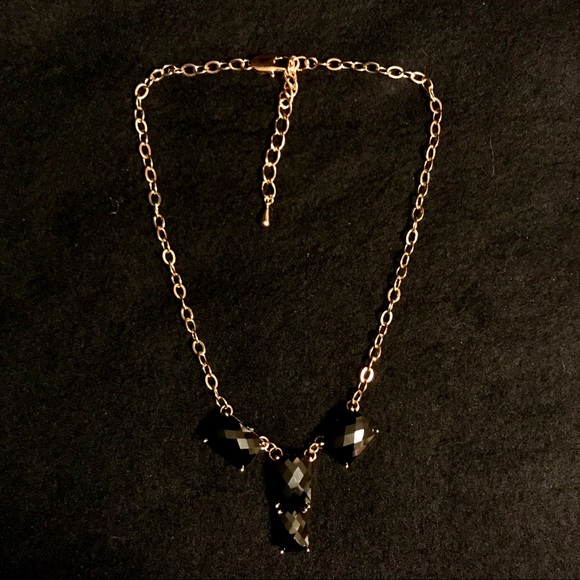 Grand Black Crystal and Gold Necklace - Picture 2 of 2